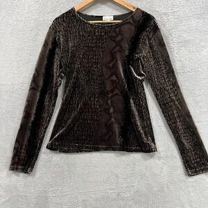 Vintage Linda Leal Women Long Sleeve Pullover  Top Snake Medium Grunge Goth USA